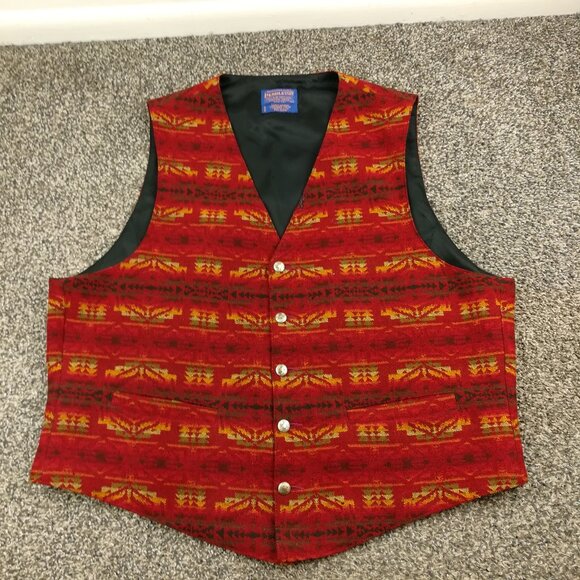 Vintage Pendleton Vest High Grade Western Wear Wool Red Mens XL USA Made